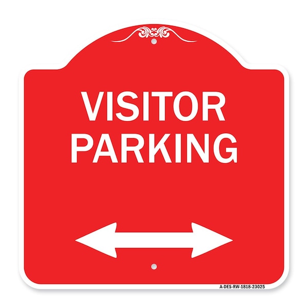 Reserved Parking Visitor Parking Arrow Pointing Left and Right, Red & White, A-DES-RW-1818-23025